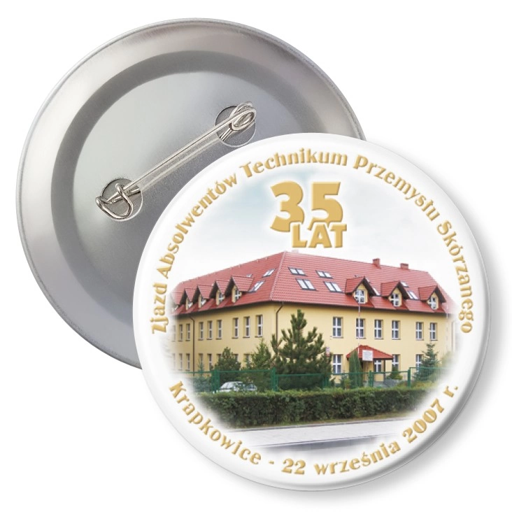 przypinka agrafka Zjazd Absolwentów Technikum Przemysłu Skórzanego