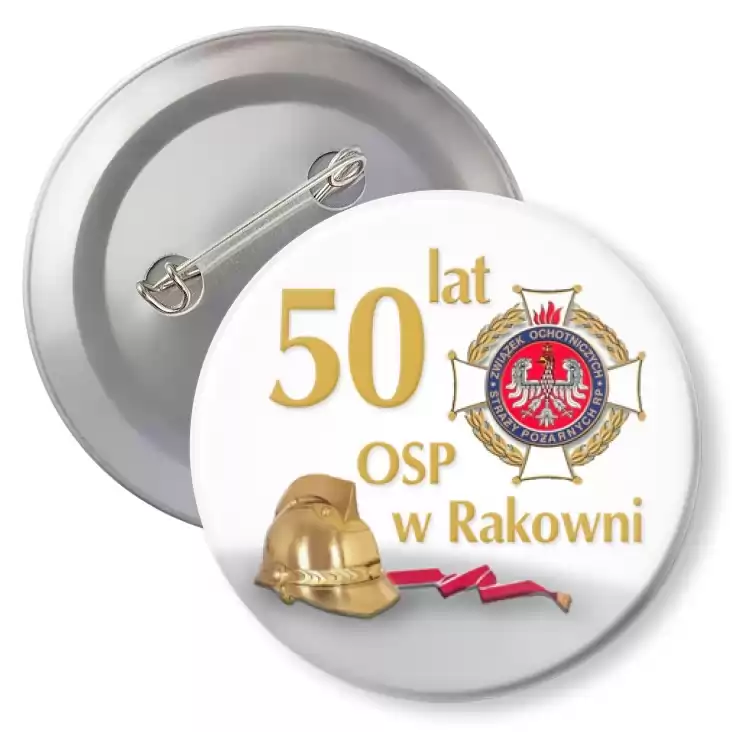 przypinka z agrafką 50 lat OSP w Rakowni