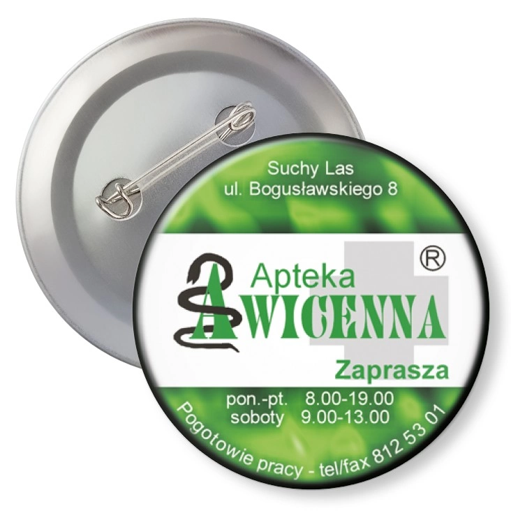 przypinka z agrafką Apteka Awicenna