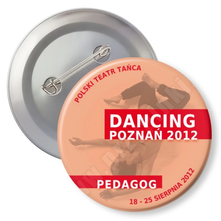przypinka z agrafką Dancing Poznań 2012 - pedagog