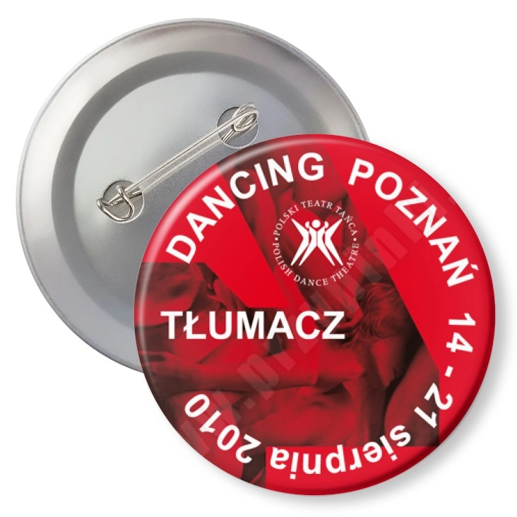 przypinka z agrafką Dancing Poznań 2010 - tłumacz