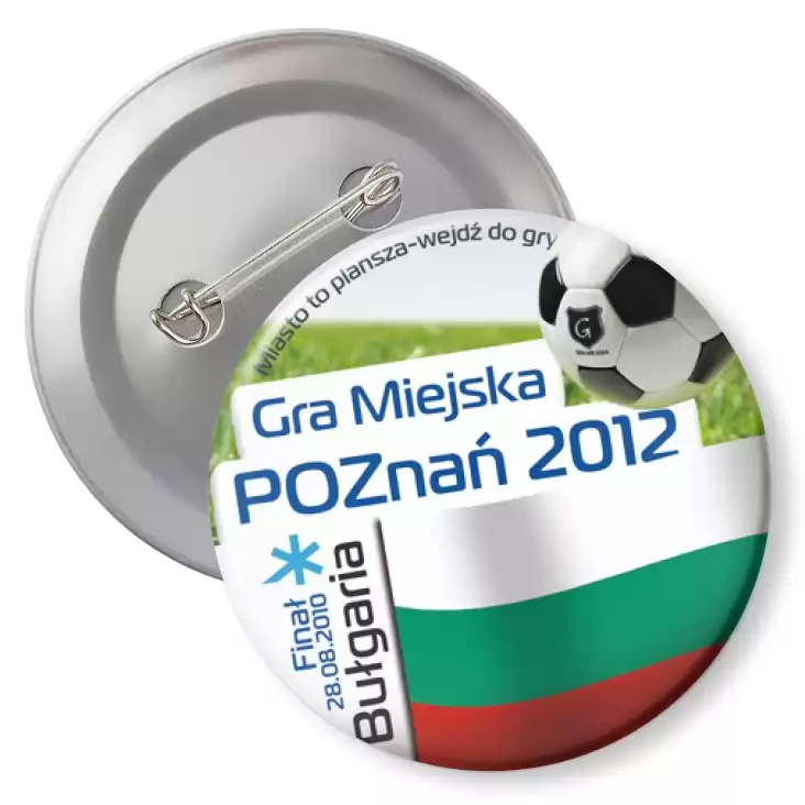 przypinka z agrafką Gra Miejska - Poznań 2012 - Bułgaria