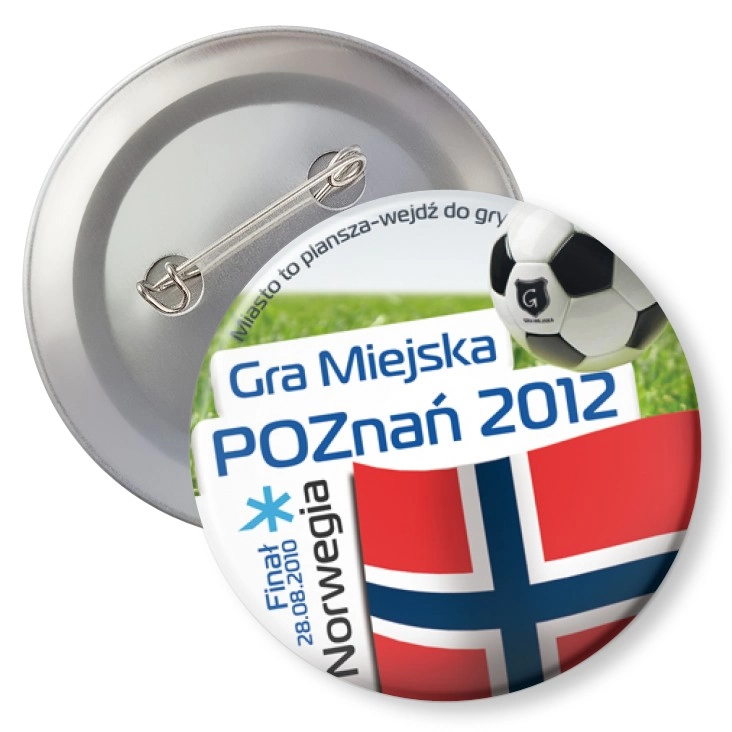 przypinka z agrafką Gra Miejska - Poznań 2012 - Norwegia