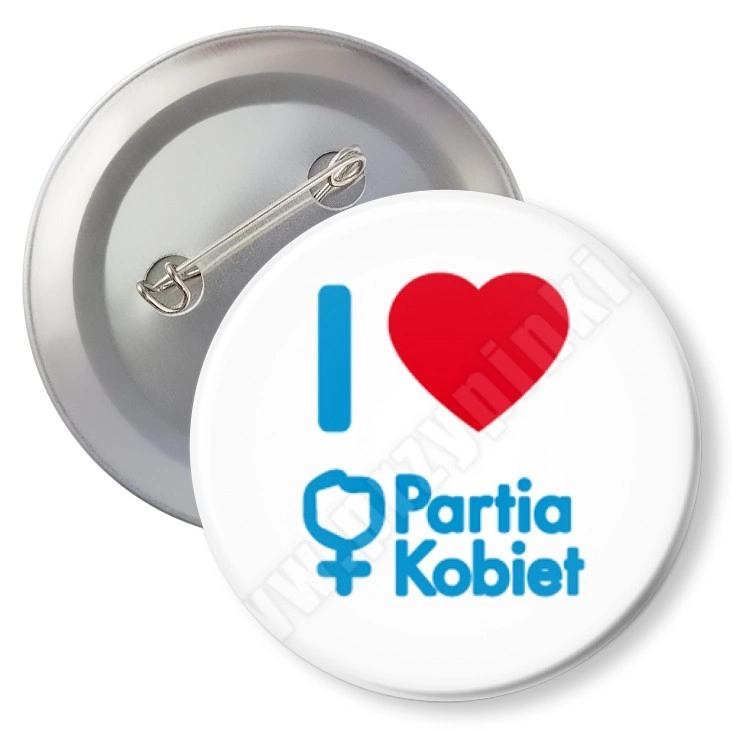 przypinka z agrafką I love Partia Kobiet