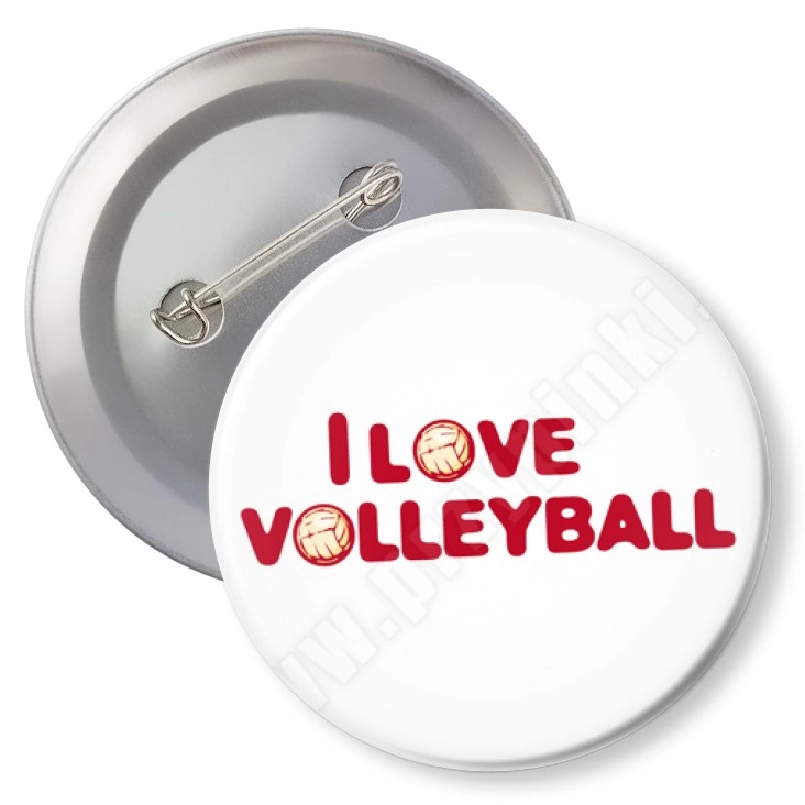 przypinka z agrafką I love volleyball