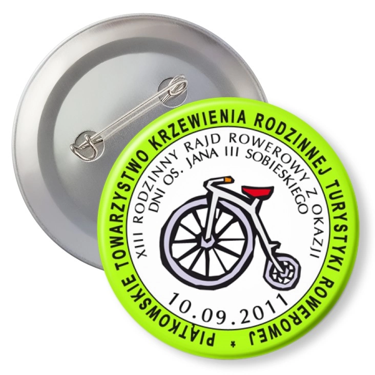 przypinka z agrafką Piątkowo Rodzinny Rajd Rowerowy 2011