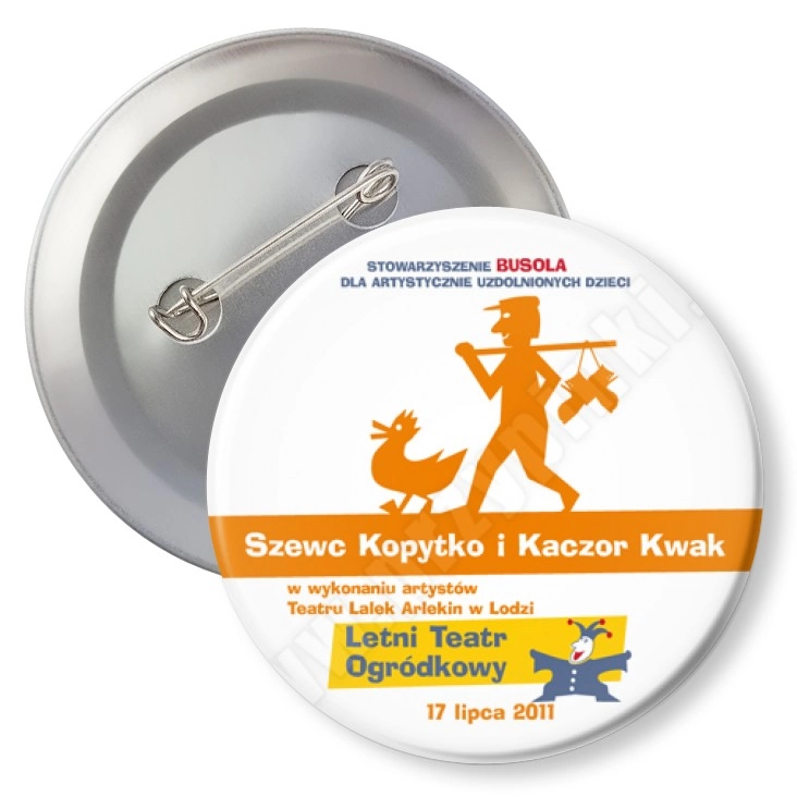 przypinka z agrafką Szewc Kopytko i Kaczor Kwak