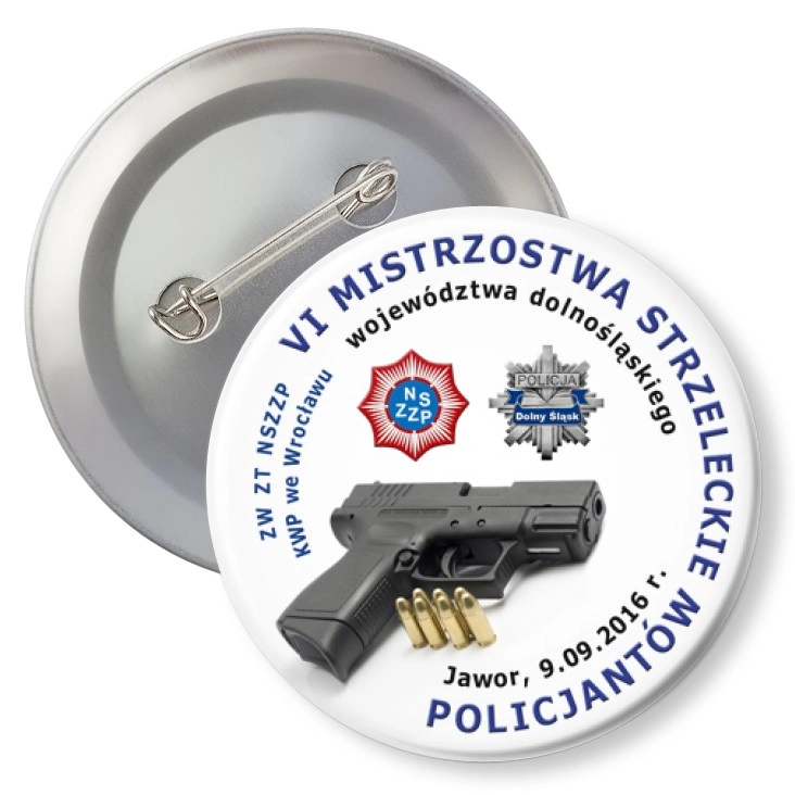 przypinka z agrafką VI Mistrzostwa Strzeleckie Policjantów