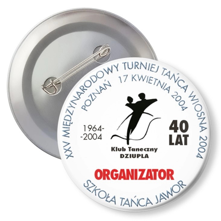 przypinka z agrafką XXV Międzynarodowy Turniej Tańca - ORGANIZATOR