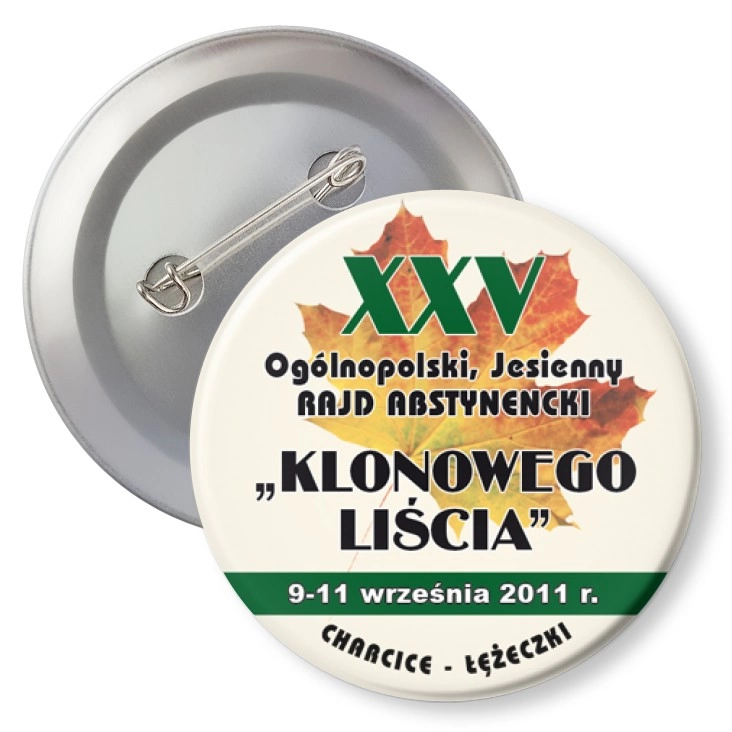 przypinka z agrafką XXV Ogólnopolski Rajd Abstynencki Klonowego Liścia