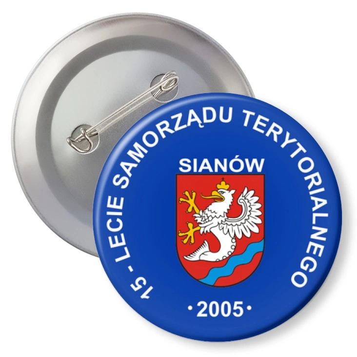 przypinka z agrafką 15-lecie Samorządu Terytorialnego Sianów