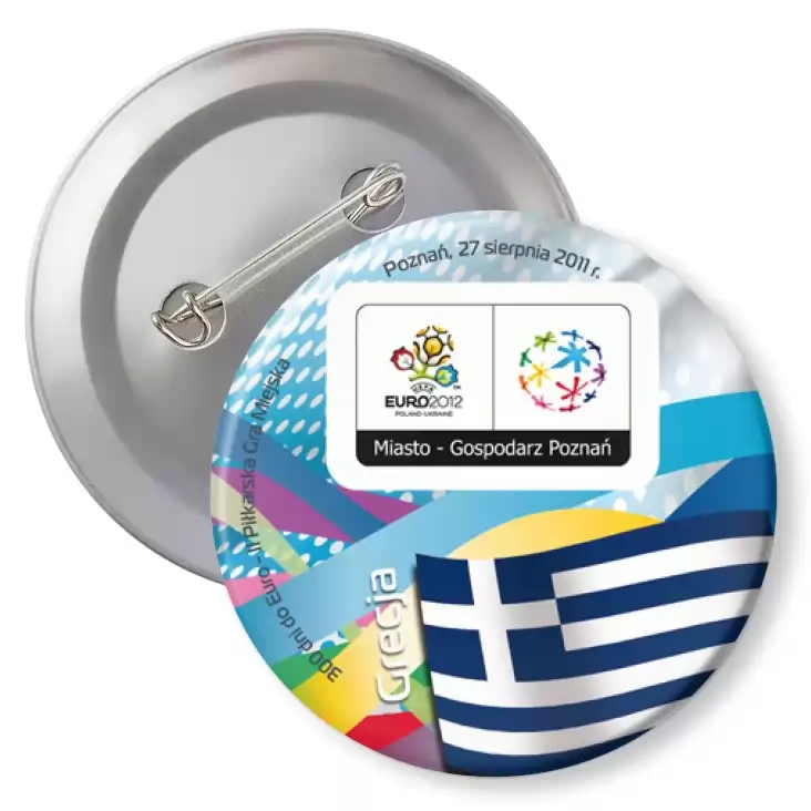 przypinka z agrafką 300 dni do Euro - II Piłkarska Gra Miejska - Grecja