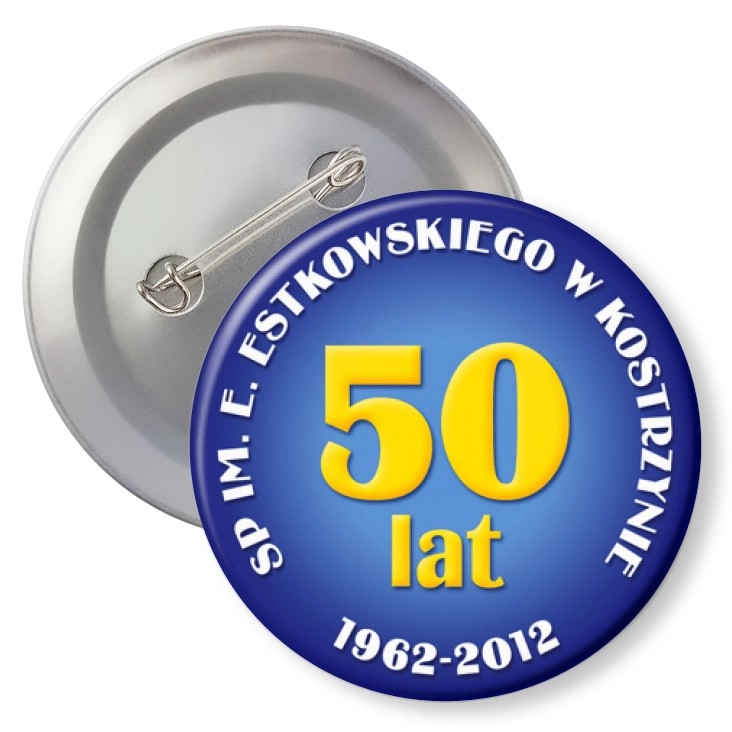 przypinka z agrafką 50 lat SP w Kostrzynie