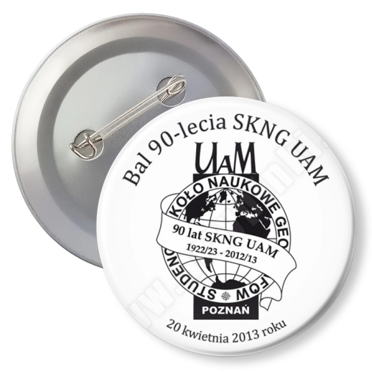 przypinka z agrafką Bal 90-lecia SKNG UAM