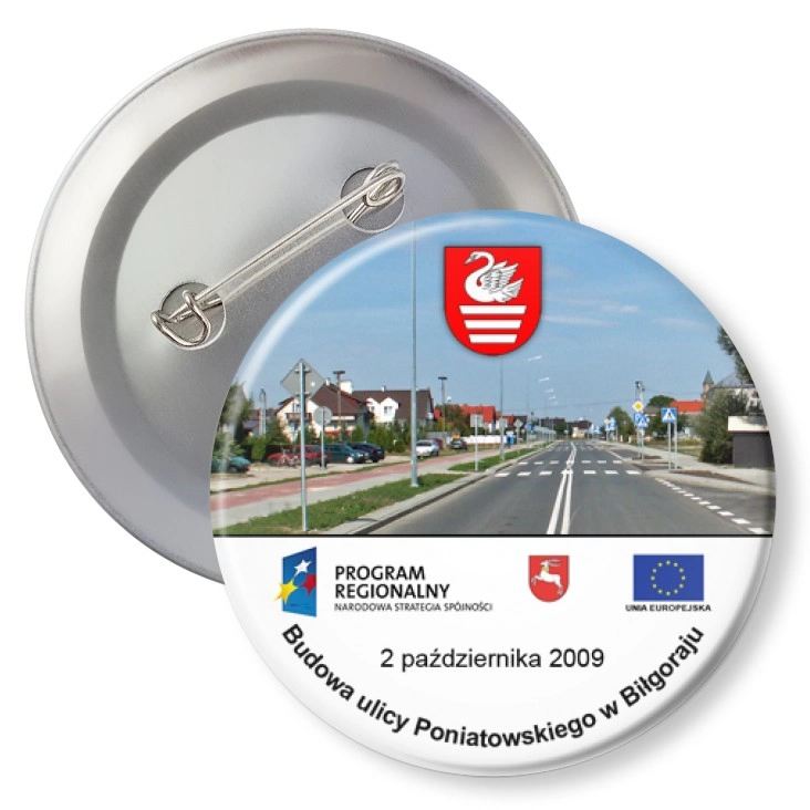 przypinka z agrafką Budowa ulicy Poniatowskiego w Biłgoraju