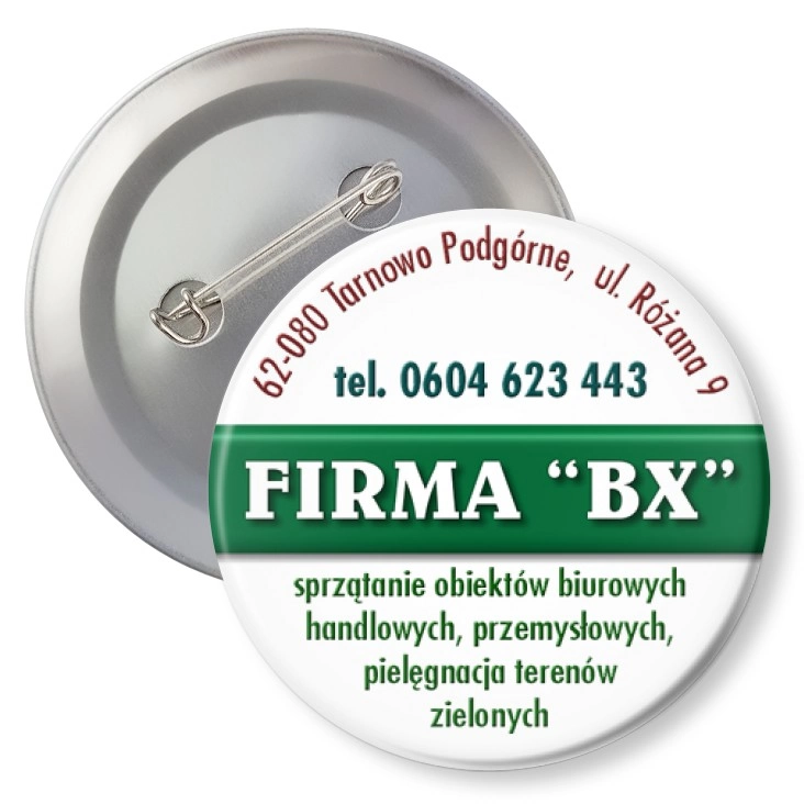 przypinka z agrafką Firma BX