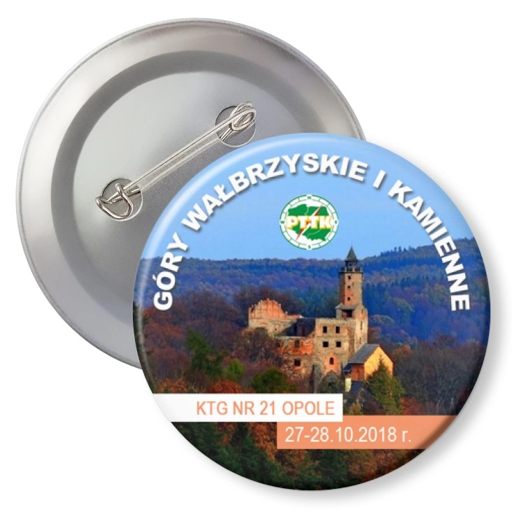 przypinka z agrafką Góry Wałbrzyskie i Kamienne