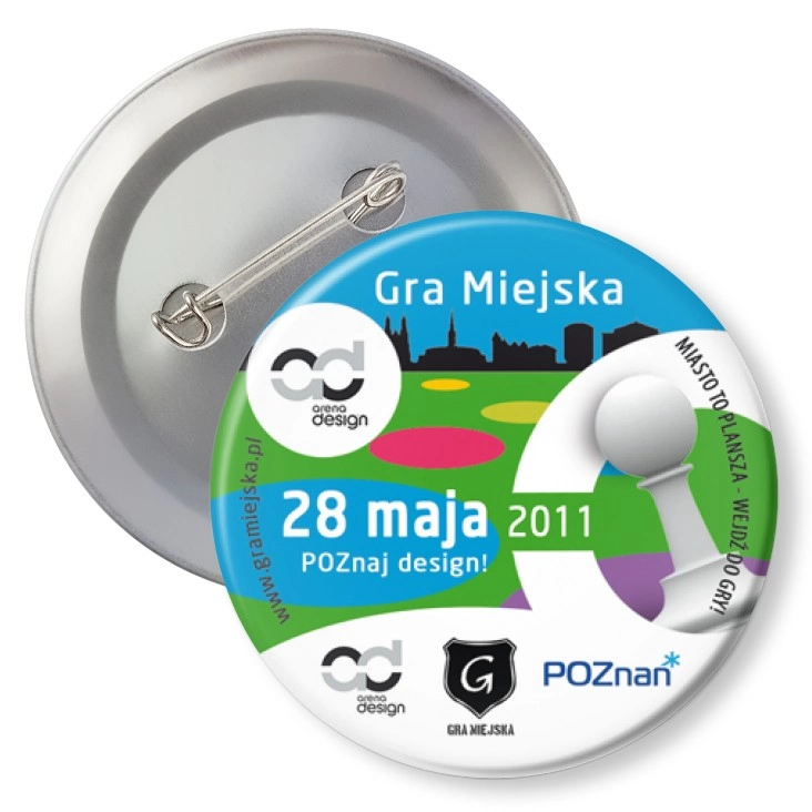 przypinka z agrafką Gra Miejska - Poznaj design