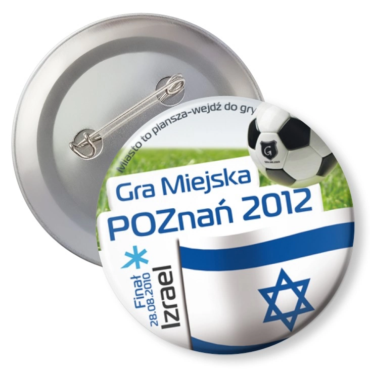 przypinka z agrafką Gra Miejska - Poznań 2012 - Izrael