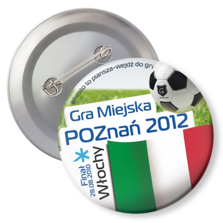przypinka z agrafką Gra Miejska - Poznań 2012 - Włochy