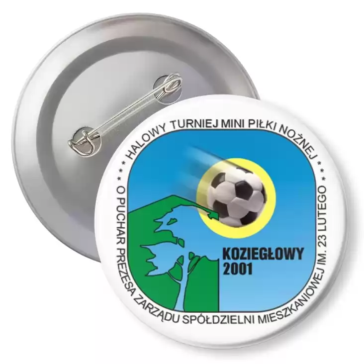 przypinka z agrafką Halowy turniej mini piłki nożnej - Koziegłowy 2001
