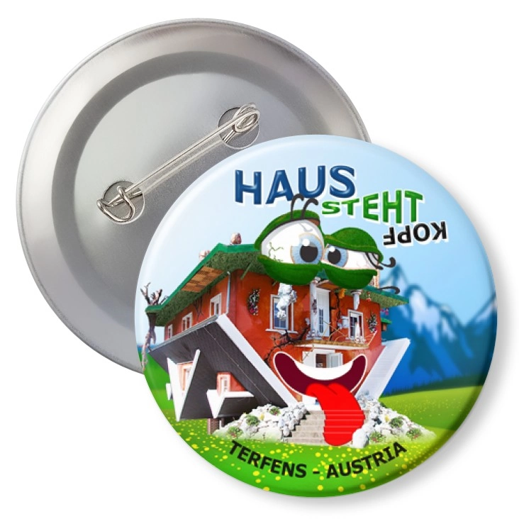 przypinka z agrafką Haus Steht Kopf