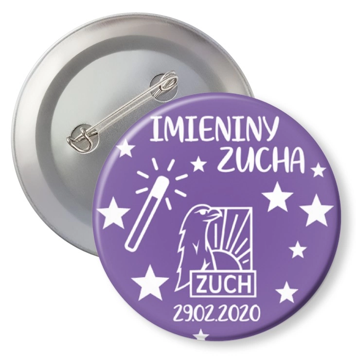 przypinka z agrafką Imieniny Zucha