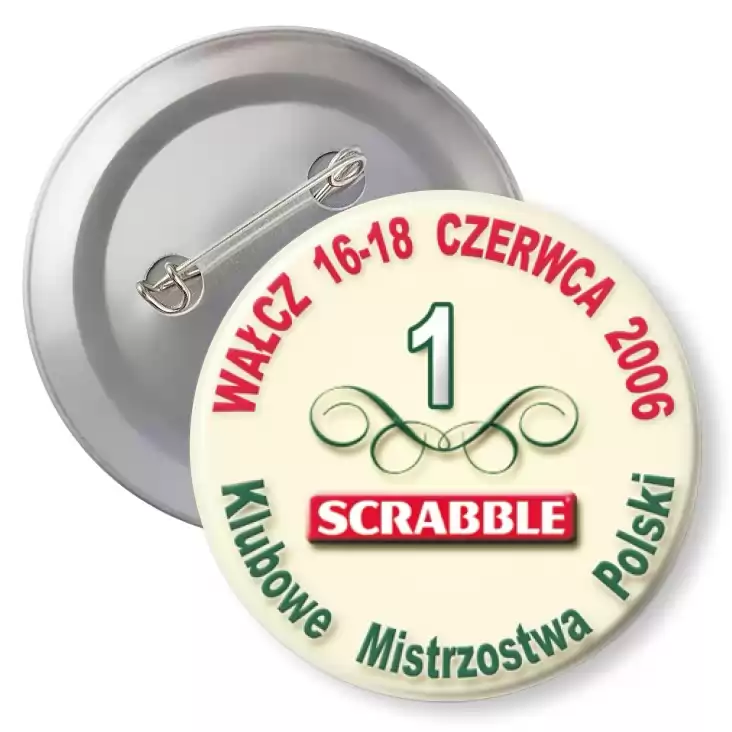 przypinka z agrafką Klubowe Mistrzostwa Polski -  Scrabble 2006