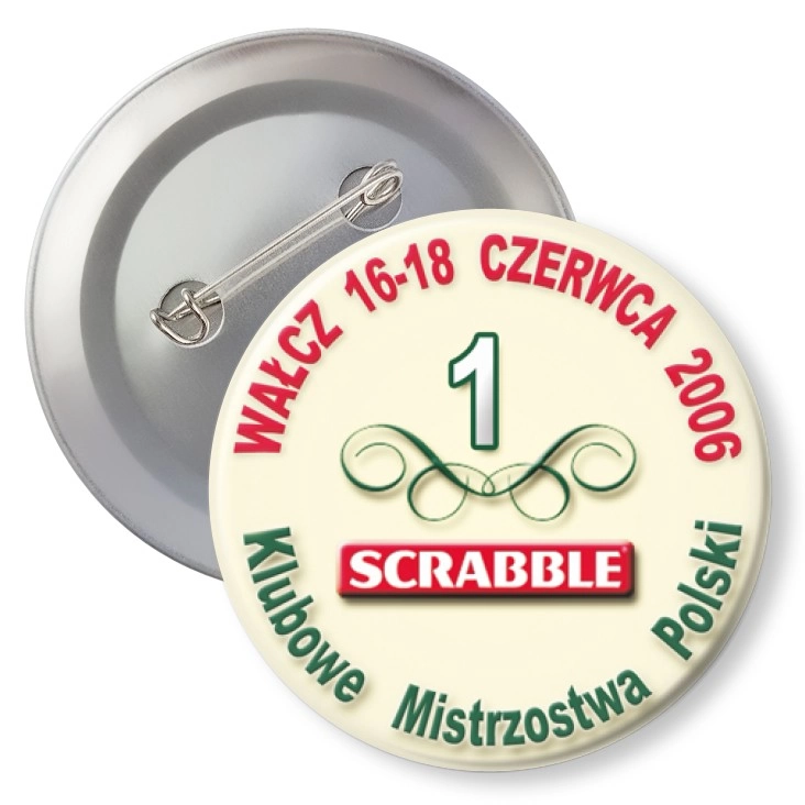 przypinka z agrafką Klubowe Mistrzostwa Polski - Scrabble 2006