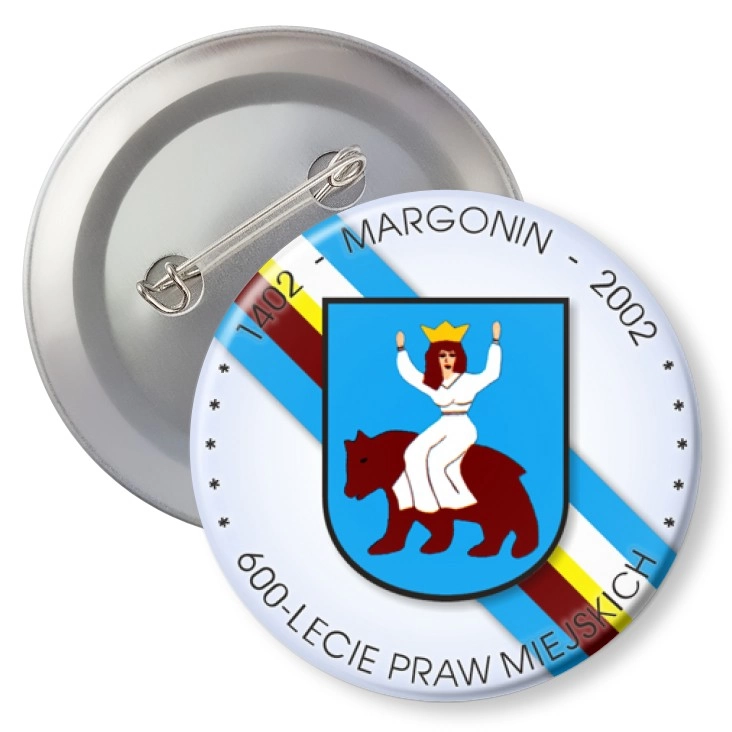 przypinka z agrafką Margonin - 600-lecie Praw Miejskich