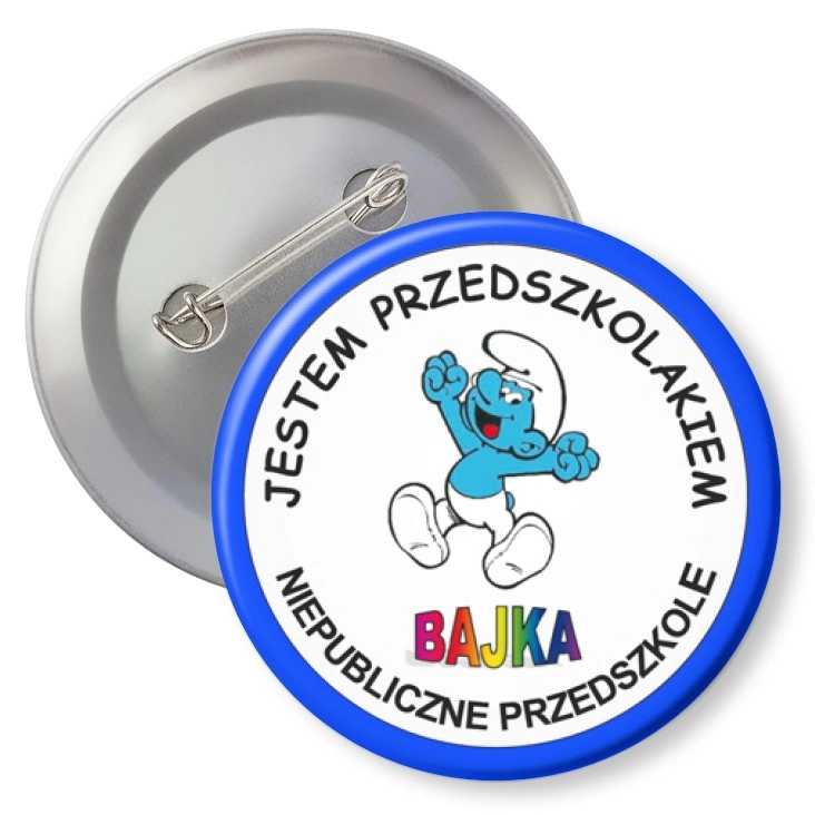 przypinka z agrafką Przedszkole Bajka - Smerf