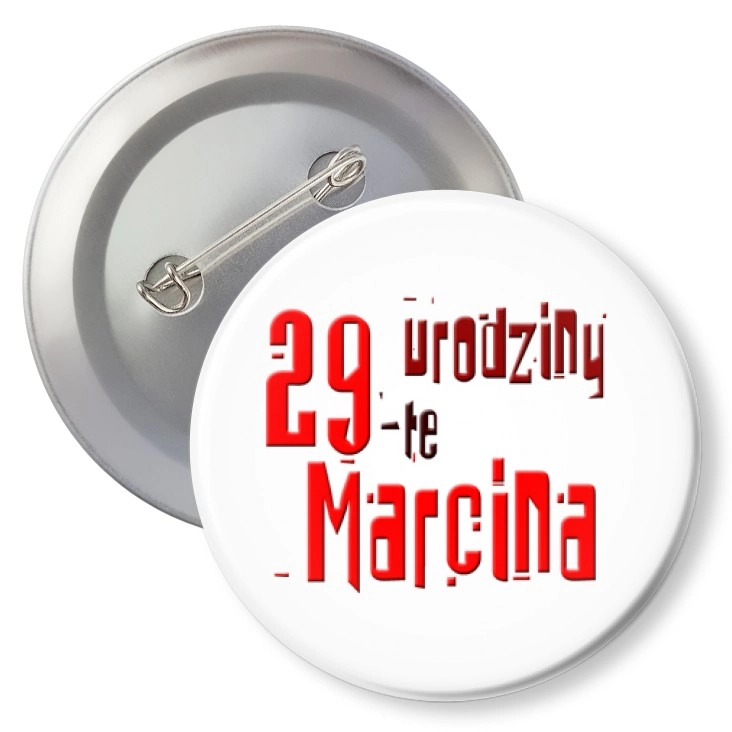 przypinka z agrafką Urodziny Marcina