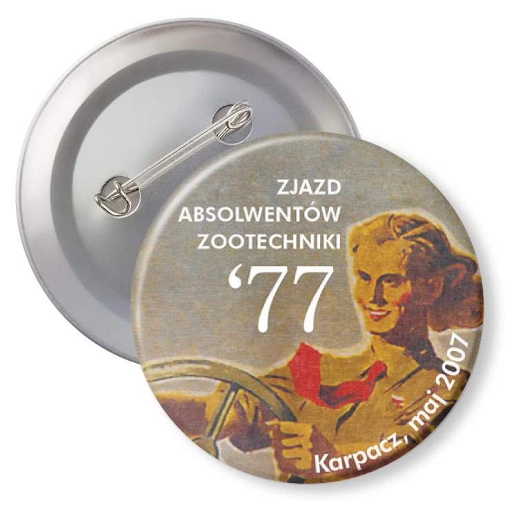 przypinka z agrafką Zjazd Absolwentów Zootechniki `77
