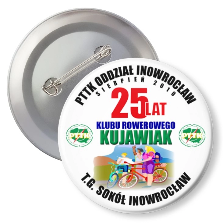 przypinka z agrafką 25 lat klubu rowerowego Kujawiak