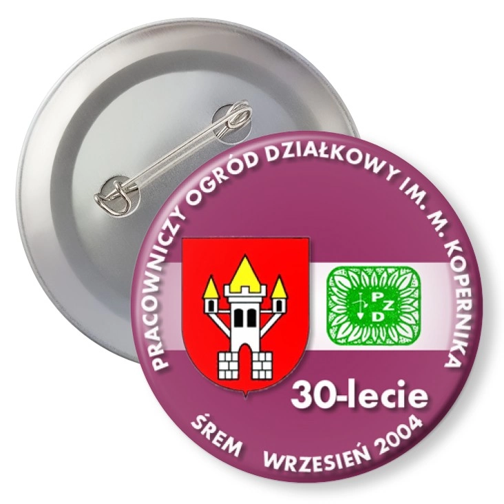 przypinka z agrafką 30-lecie POD w Śremie