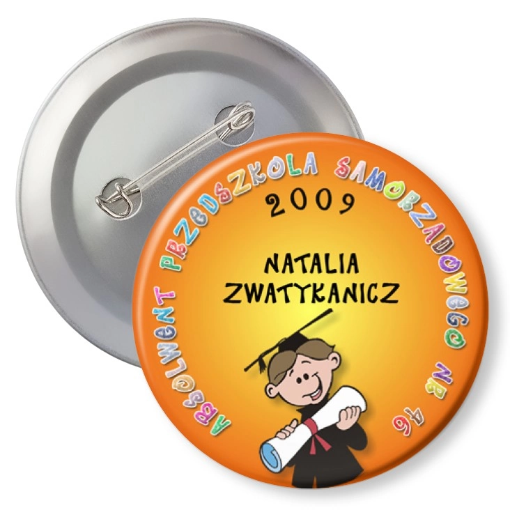 przypinka z agrafką Absolwent Przedszkola Samorządowego nr 46