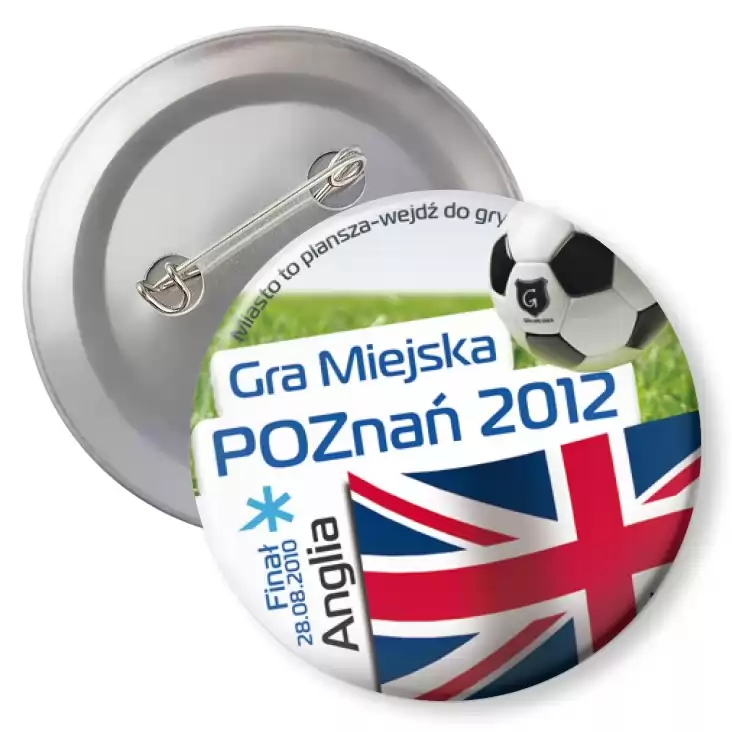 przypinka z agrafką Gra Miejska - Poznań 2012 - Anglia