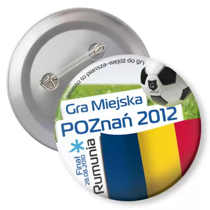 przypinka z agrafką Gra Miejska - Poznań 2012 - Rumunia