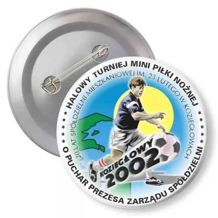 przypinka z agrafką Halowy turniej mini piłki nożnej - Koziegłowy 2002