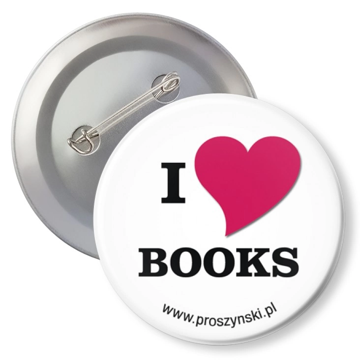 przypinka z agrafką I love books