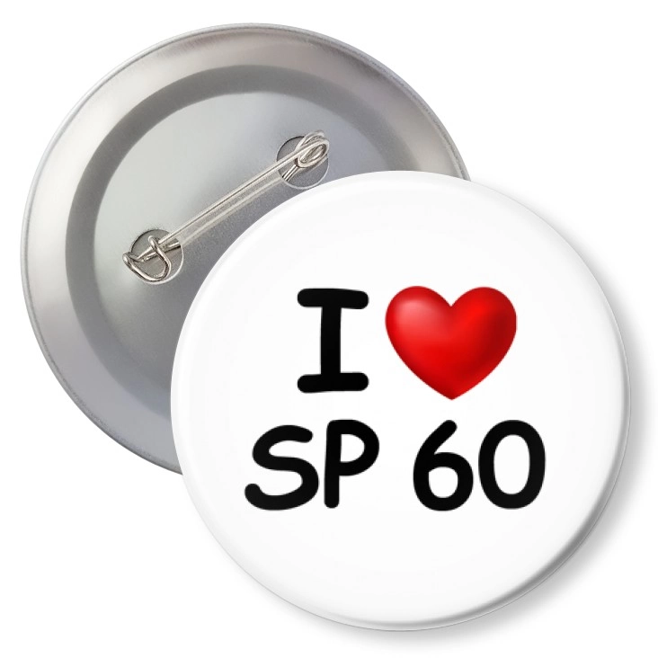 przypinka z agrafką I love SP 60