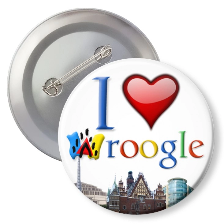 przypinka z agrafką I love Wroogle