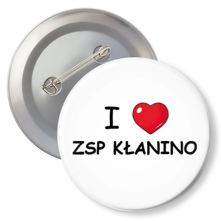przypinka z agrafką I love ZSP Kłanino