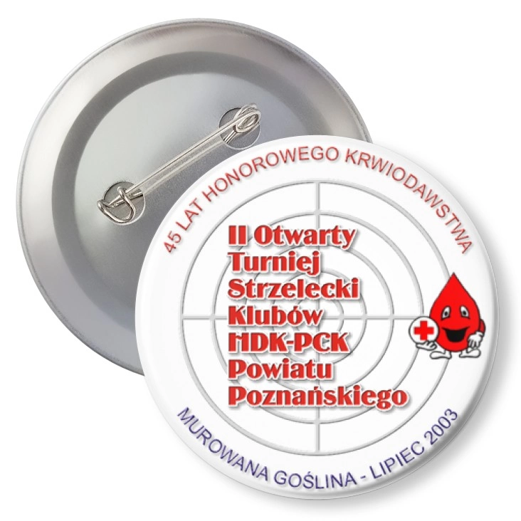 przypinka z agrafką II Turniej Strzelecki Klubów HKD-PCK Powiatu Poznańskiego