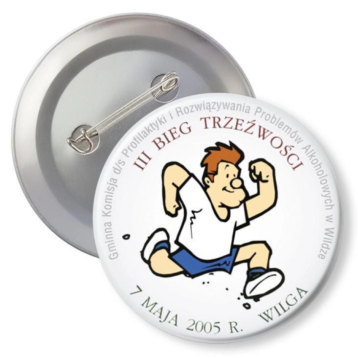 przypinka z agrafką III Bieg Trzźwości - Wilga 2005
