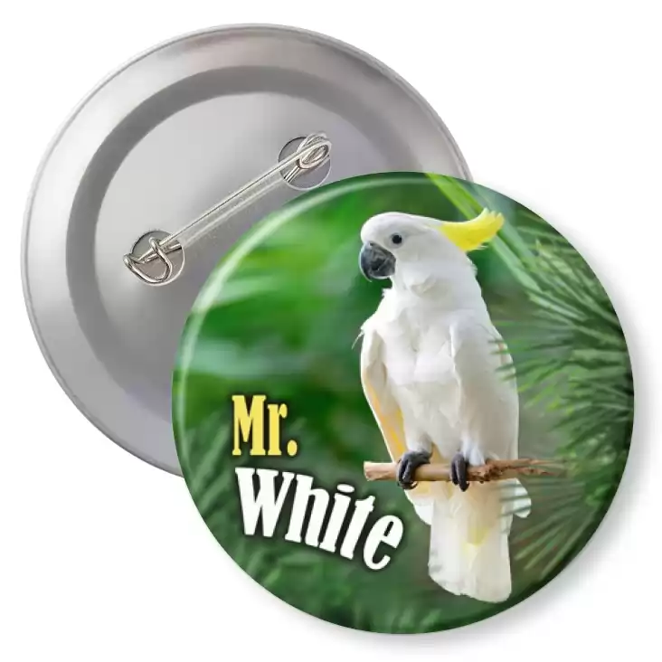 przypinka z agrafką Papugarnia Carmen - Mr. White