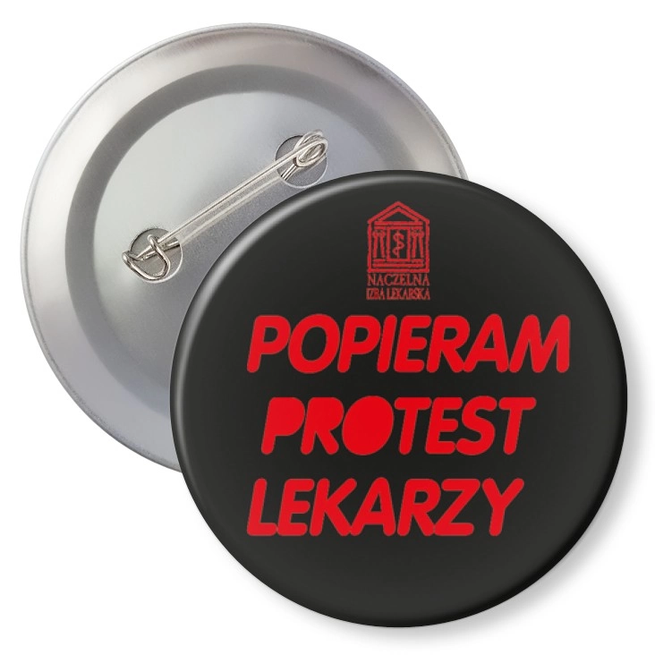 przypinka z agrafką Popieram protest lekarzy