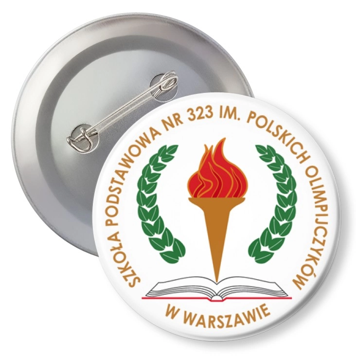 przypinka z agrafką Szkoła Podstawowa nr 323 w Warszawie