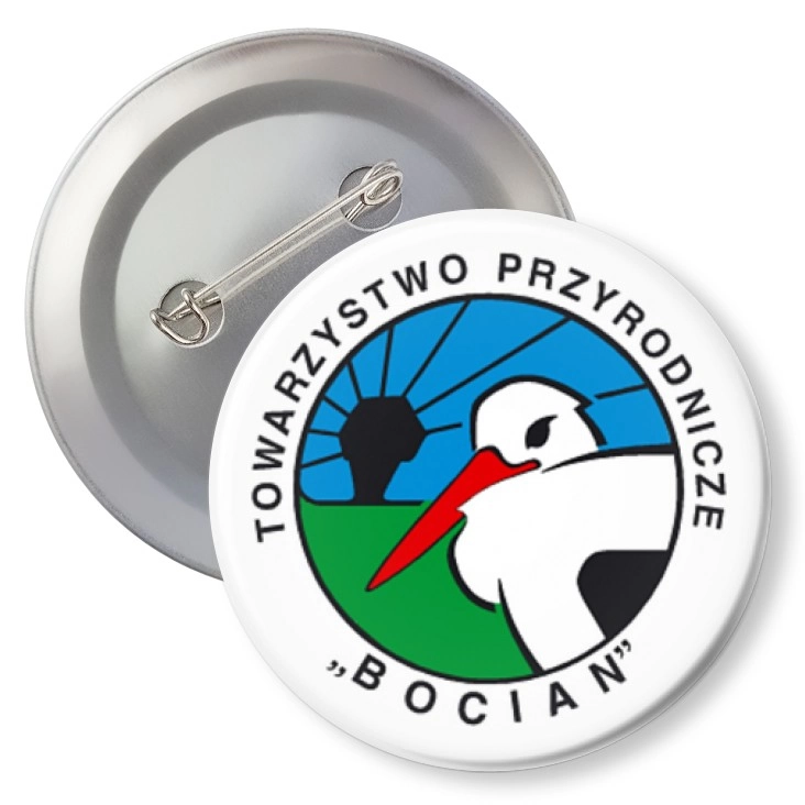 przypinka z agrafką Towarzystwo Przyrodnicze Bocian