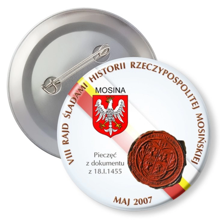 przypinka z agrafką VIII Śladami Historii Rzeczypospolitej Mosińskiej